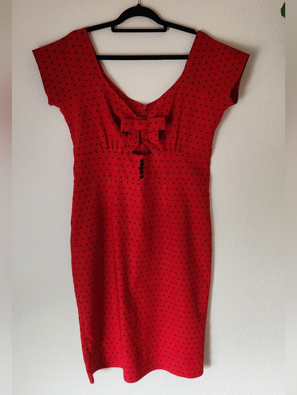 Tatyana Red Polka Dot Midi Dress with Front Bow